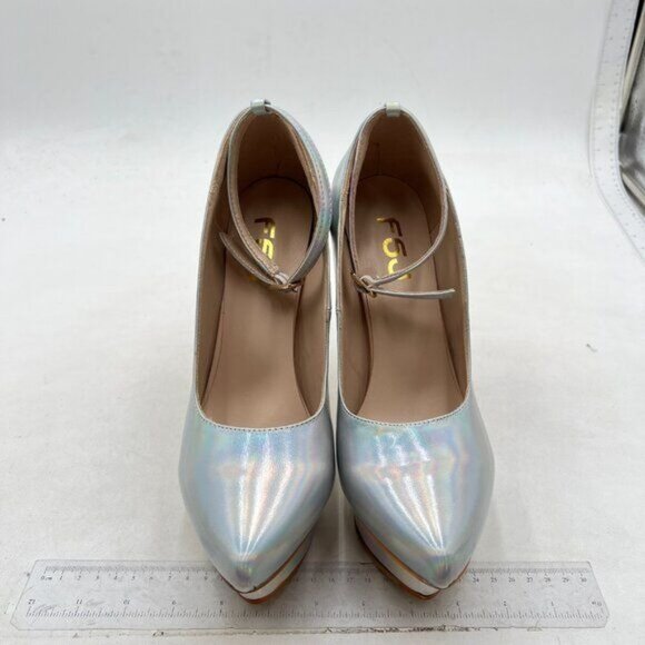 FSJ Iridescent Silver High Heels - Picture 3 of 7